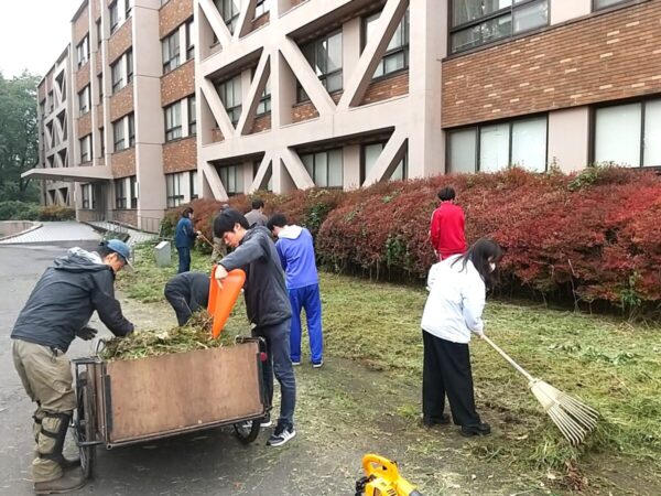 磯野研究館南側での作業